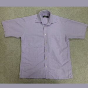 Bugatchi Uomo Short Sleeve With Front Pocket Lavender Button-Up Top (2 Stains)